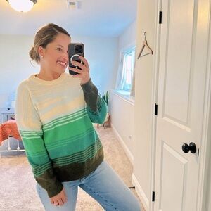 Boden Scenic Green Blue Wool Alpaca Mohair Sweater Medium